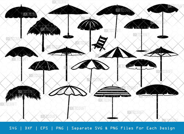 Beach Umbrella SVG Cut Files | Beach Umbrella Silhouette | Beach Svg | Summer Svg | Vacation Svg | Outdoor Umbrella Svg | Beach Umbrella Bundle SVG ETC Craft 
