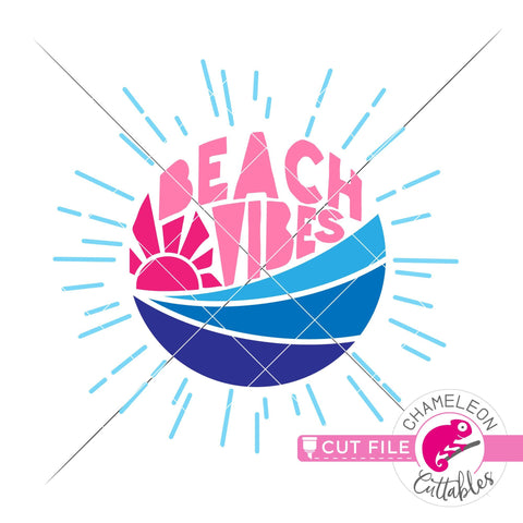 Beach vibes circle with rays svg png dxf SVG Chameleon Cuttables 