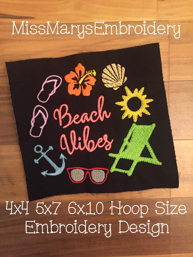Beach Vibes Embroidery Embroidery/Applique MissMarysEmbroidery 