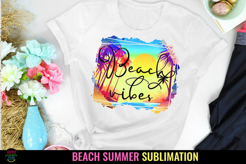 Beach Vibes I Summer Sublimation Design I Beach Sublimation Sublimation Happy Printables Club 