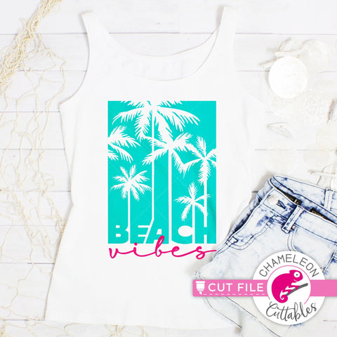 Beach vibes palm trees svg png dxf SVG Chameleon Cuttables 
