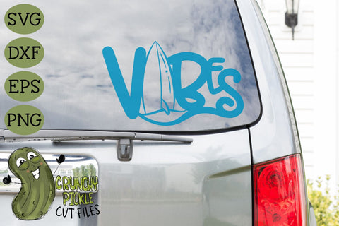 Beach Vibes Surfboard SVG Cut File SVG Crunchy Pickle 