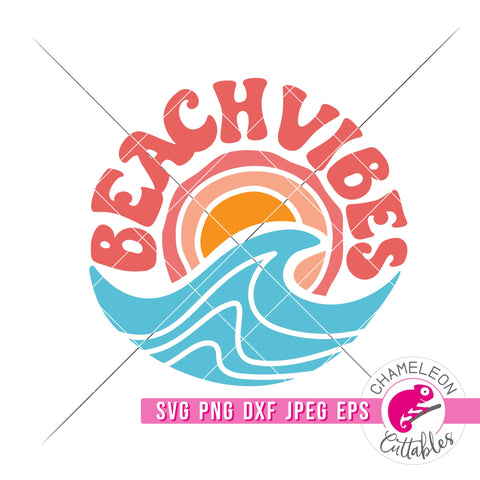 Beach Vibes Wave Retro svg png dxf eps jpeg SVG Chameleon Cuttables 