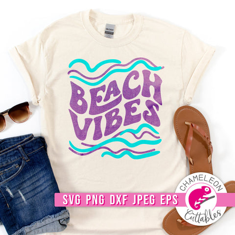 Beach Vibes Waves Retro svg png dxf eps jpeg SVG Chameleon Cuttables 