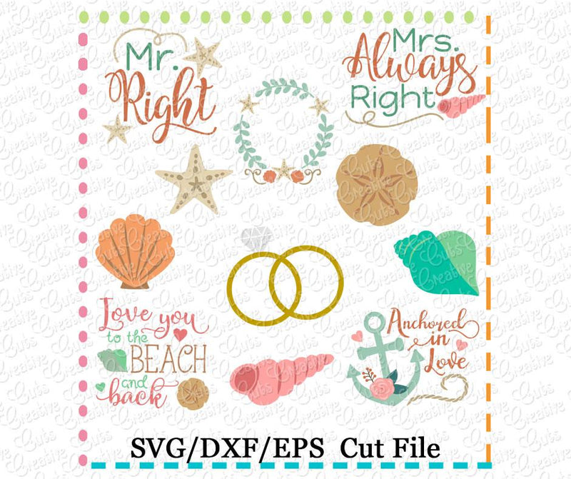 Beach Wedding Set Cut File Creative Appliques