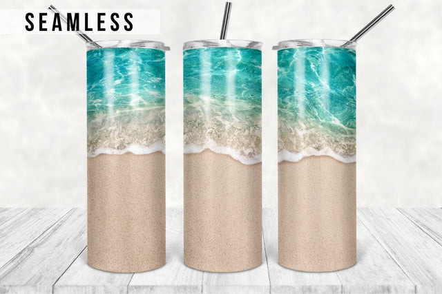 Beach Wrap 20 oz Skinny Tumbler Sublimation Design Template, Beach Tumbler Design Straight & Tapered PNG Sublimation TumblersByPhill 