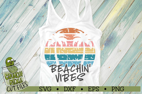 Beachin' Vibes Distressed SVG Cut File SVG Crunchy Pickle 