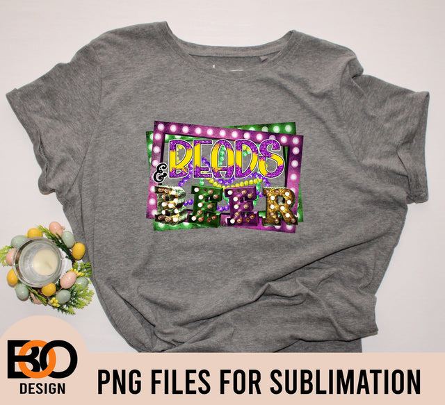 Beads And Beer Mardi Gras PNG, Mardi Gras Glitter Leopard Sublimation Sublimation BOO-design 