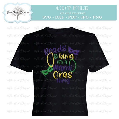 Beads & Bling It's a Mardi Gras Thing SVG One Oak Designs 
