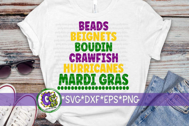 Beads Boudin Beignets Crawfish Hurricanes Mardi Gras SVG DXF EPS PNG SVG Greedy Stitches 