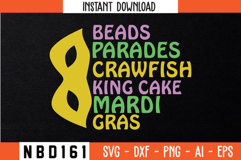 BEADS PARADES CRAWFISH KING CAKE MARDI GRAS Svg Design SVG Nbd161 