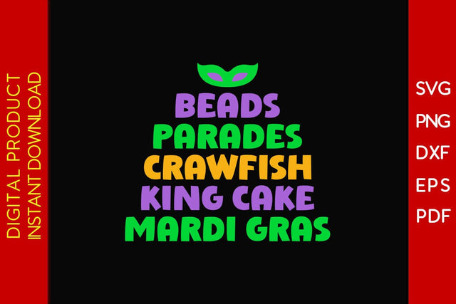 Beads Parades Crawfish King cake Mardi Gras SVG PNG PDF Cut File SVG Creativedesigntee 