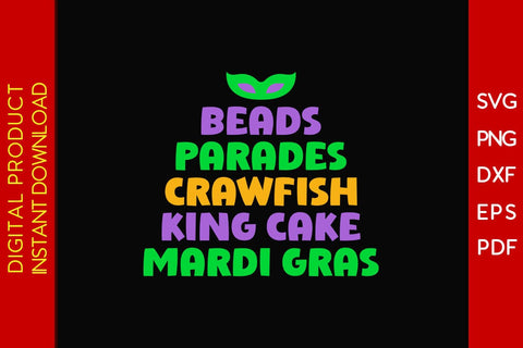 Beads Parades Crawfish King cake Mardi Gras SVG PNG PDF Cut File SVG Creativedesigntee 