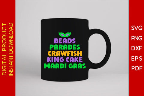 Beads Parades Crawfish King cake Mardi Gras SVG PNG PDF Cut File SVG Creativedesigntee 