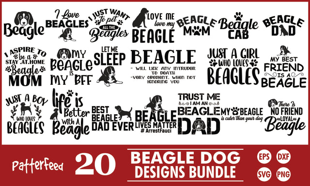 Beagle Dog SVG Designs Bundle, Beagle Dogs SVG PatternFeed8 