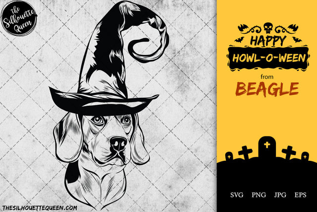 Beagle dog svg portrait clipart vector graphic art Witch hat Halloween dog Cricut cut file cuttable design SVG Loveleen Kaur 