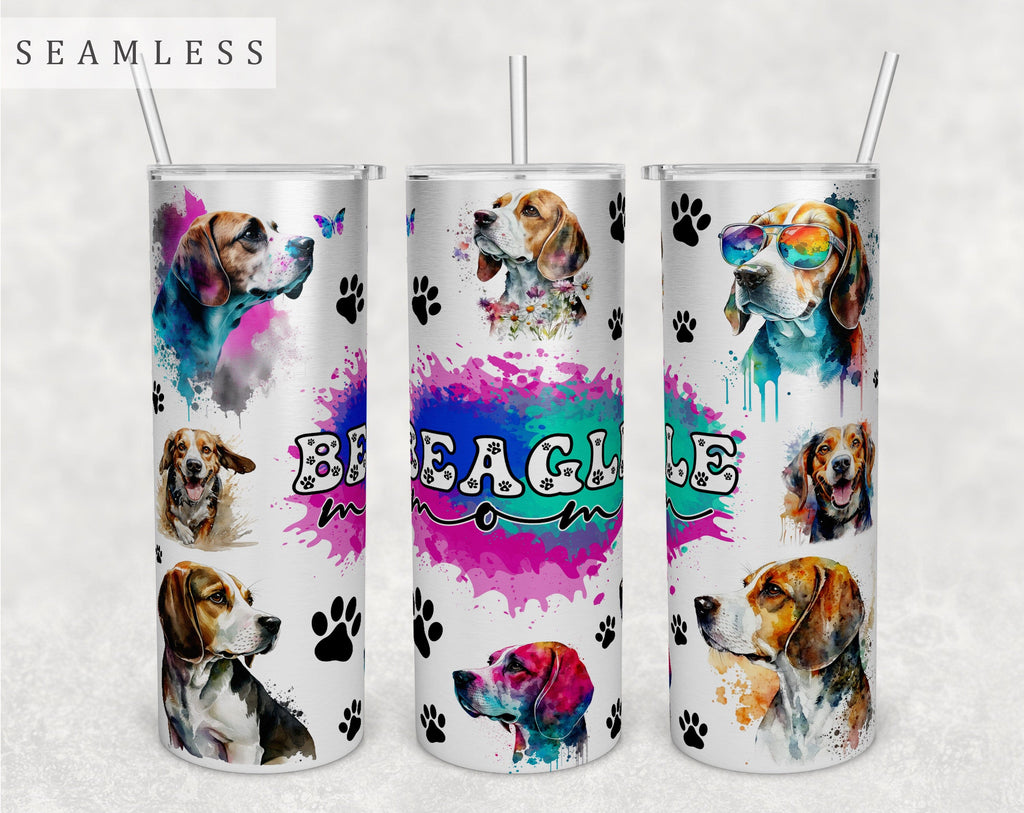 Beagle Mom Tumbler Wrap, 20oz Skinny Tumbler Sublimation Design, Beagle ...