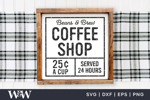 Beans & Brew Coffee Shop SVG | Coffee Sign SVG SVG Wood And Walt 
