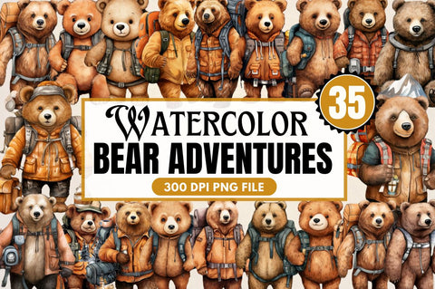Bear Adventures Sublimation Clipart Bundle Sublimation Regulrcrative 