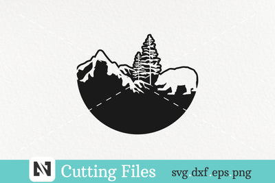 Bear and Mountain Silhouette Logo Style Svg Vector File SVG Pinoyart Kreatib 