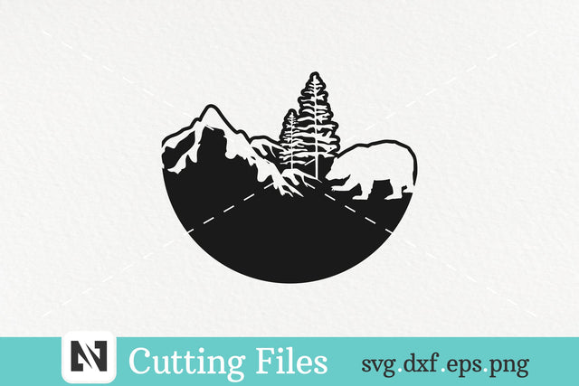 Bear and Mountain Silhouette Logo Style Svg Vector File SVG Pinoyart Kreatib 