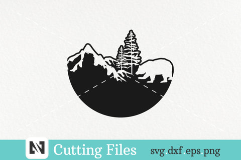 Bear and Mountain Silhouette Logo Style Svg Vector File SVG Pinoyart Kreatib 