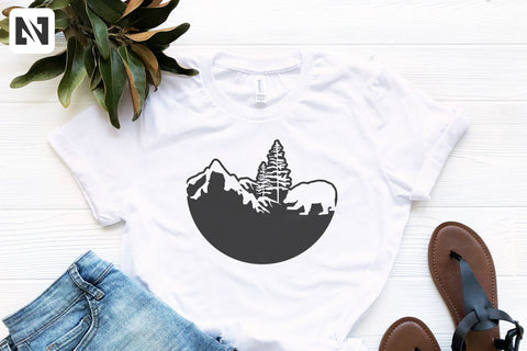 Bear and Mountain Silhouette Logo Style Svg Vector File SVG Pinoyart Kreatib 