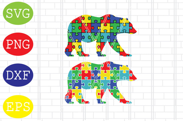 Bear Autism Svg, Autism Puzzle Svg, Autism Love Svg, Png, Eps, Dxf Files SVG DigitalSvgFiles 