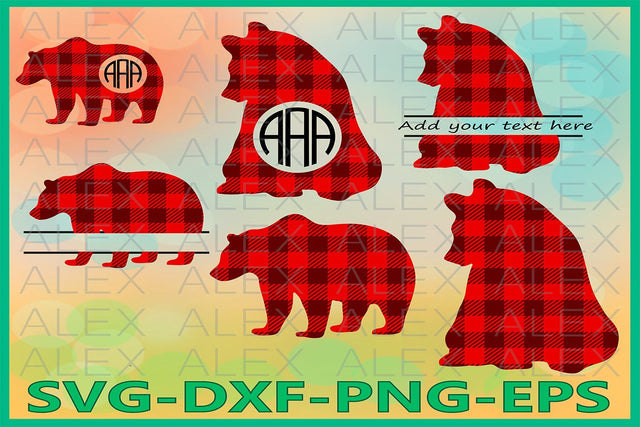Bear Buffalo Plaid Svg SVG AlexSVGStudio 