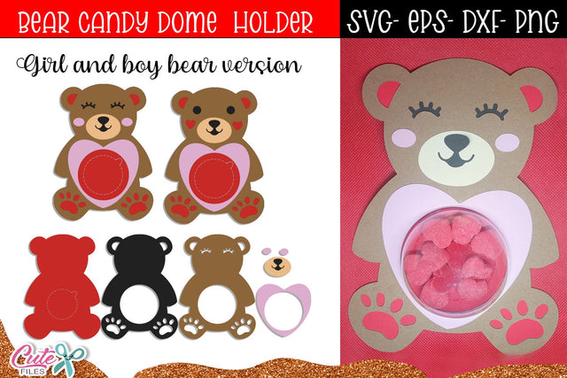 Bear Candy Dome | Valentines day SVG Paper Cut SVG Cute files 