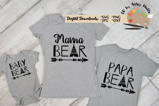Bear Family Bundle Mama Bear Papa Bear Baby Bear SVG The Artsy Spot 