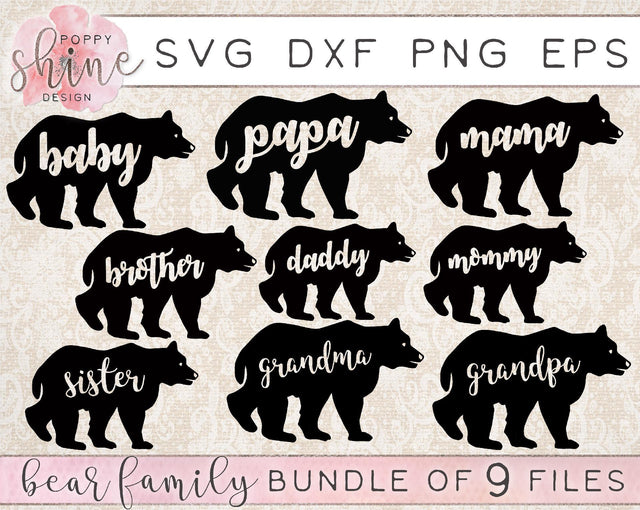 Bear Family Bundle SVG Poppy Shine Design