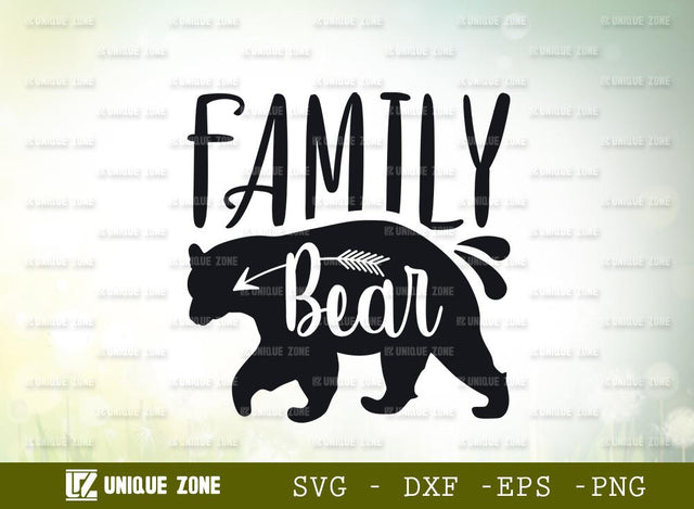 Bear Family | Family | Bear | Animal | Bear Silhouette | Typography Design SVG Unique Zone 