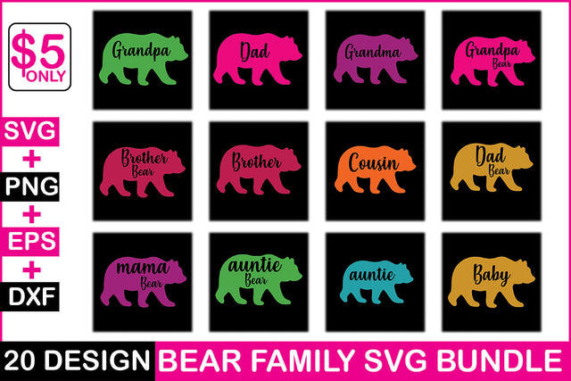 Bear Family Svg Bundle SVG Rupkotha 