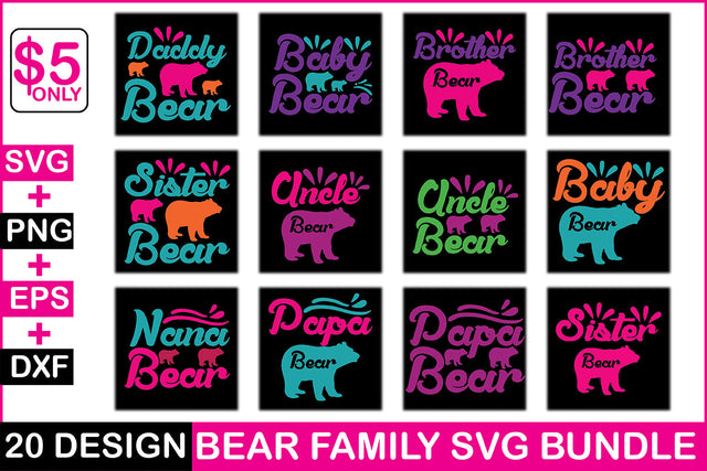 Bear Family SVG Bundle SVG Rupkotha 