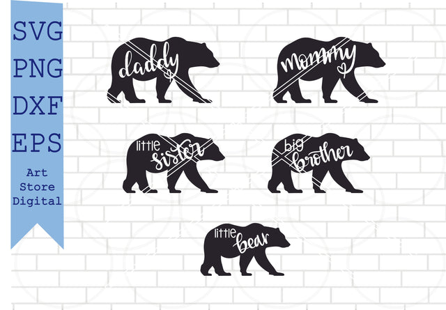 Bear Family SVG, Family Bear Bundle, Cute Family Svg, Png, Dxf, Eps Cut Files SVG Artstoredigital 