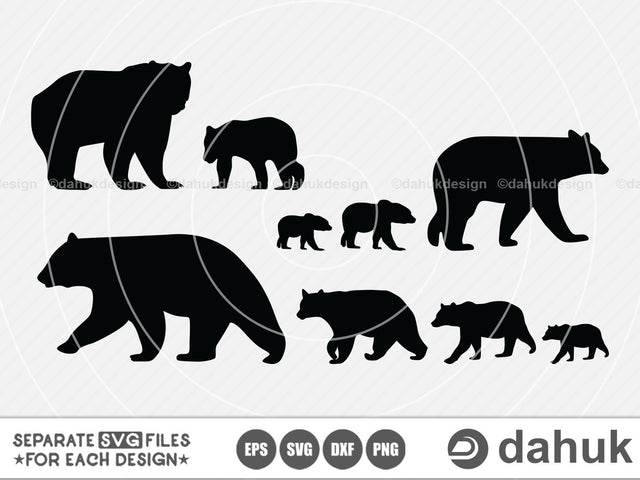 Bear Family SVG Files, mama bear, printable bear, silhouette, baby bear, bear clipart, bear vector, brother bear, cut file for silhouette SVG dahukdesign 