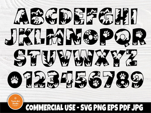 Bear Font SVG, Alphabet Clipart, Monogram Letters SVG TonisArtStudio 