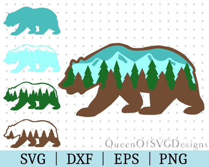 Bear Forest 3D Layered SVG DXF EPS PNG SVG QueenOfSVGDesigns 