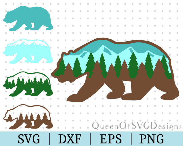 Bear Forest 3D Layered SVG DXF EPS PNG SVG QueenOfSVGDesigns 