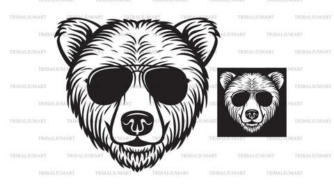 Bear head with aviator sunglasses SVG TribaliumArtSF 