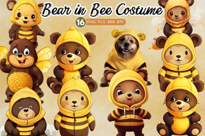 Bear in Bee Costume Sublimation Clipart Bundle Sublimation Regulrcrative 