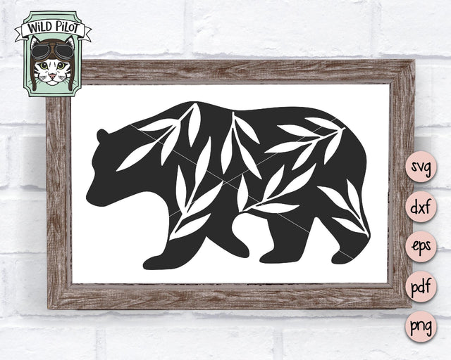 Bear Leaves Silhouette SVG Cut File SVG Wild Pilot 
