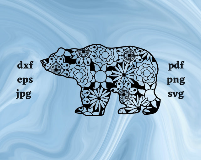 Bear Mandala SVG Cut File SVG Northern Light SVG 
