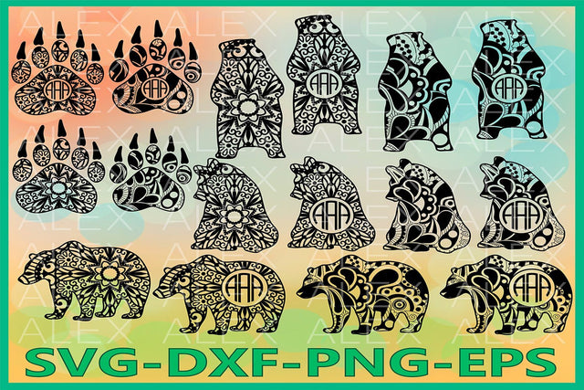 Bear Mandala Svg, Paws SVG AlexSVGStudio 