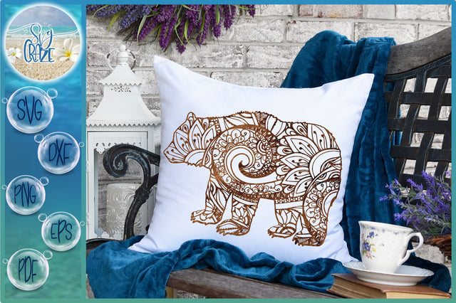 Bear Mandala Zentangle SVG SVG Harbor Grace Designs 