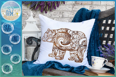 Bear Mandala Zentangle SVG SVG Harbor Grace Designs 