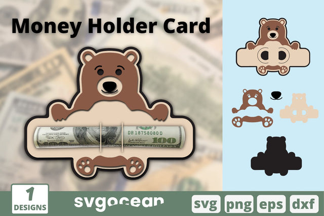 Bear Money Holder Card SVG SVG SvgOcean 