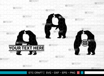 Bear Monogram, Bear Silhouette, Bear SVG, Bruin Svg, Grizzly Bear Svg, Bear Family Svg, SB00226 SVG ETC Craft 