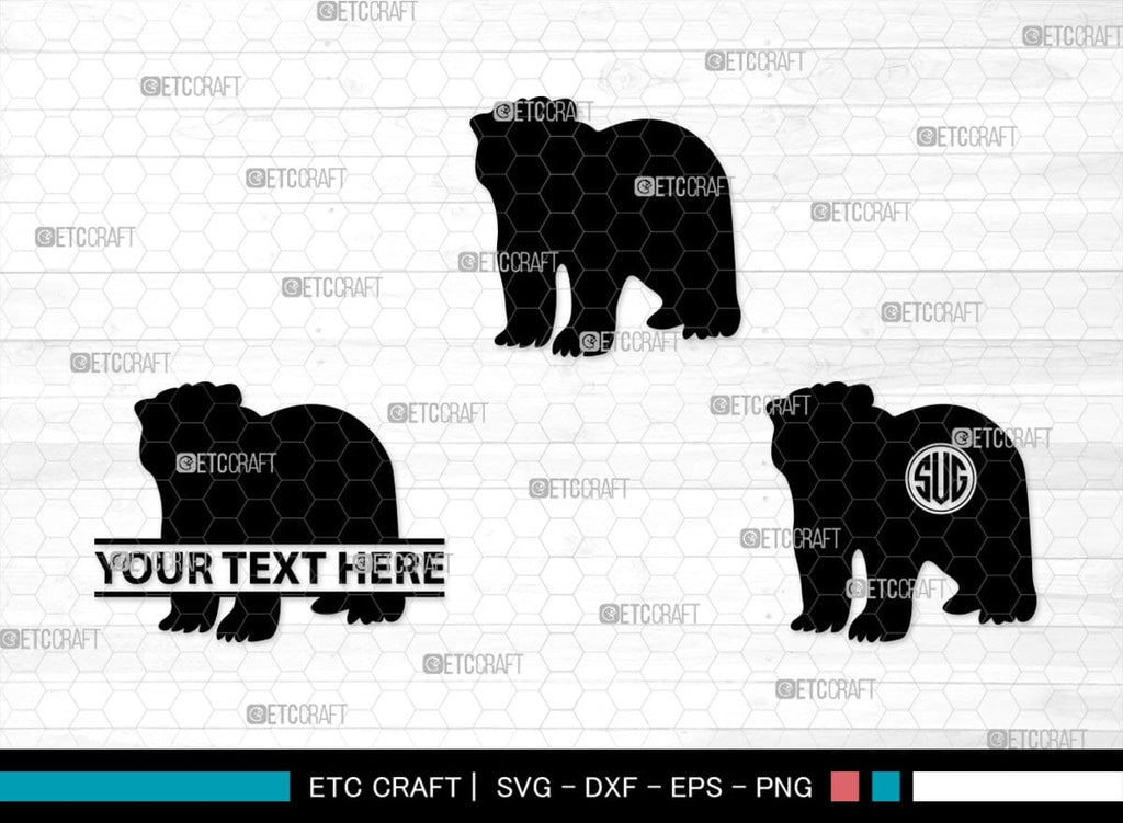 Bear Monogram, Bear Silhouette, Bear SVG, Bruin Svg, Grizzly Bear Svg ...